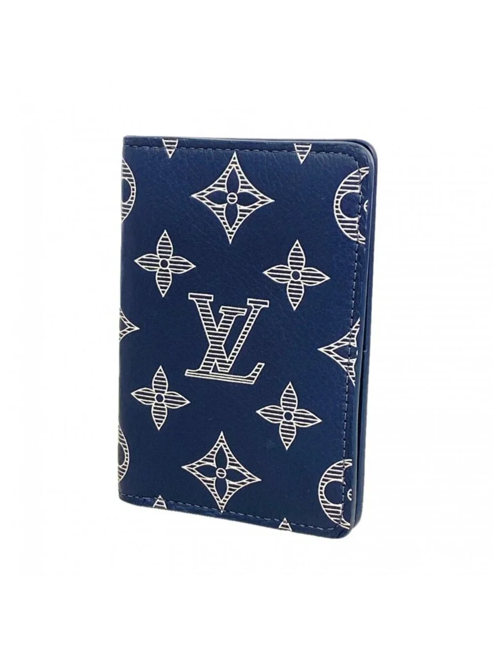 Louis Vuitton Card Case Monogram Shadow Organizer de Poche Blue Marine